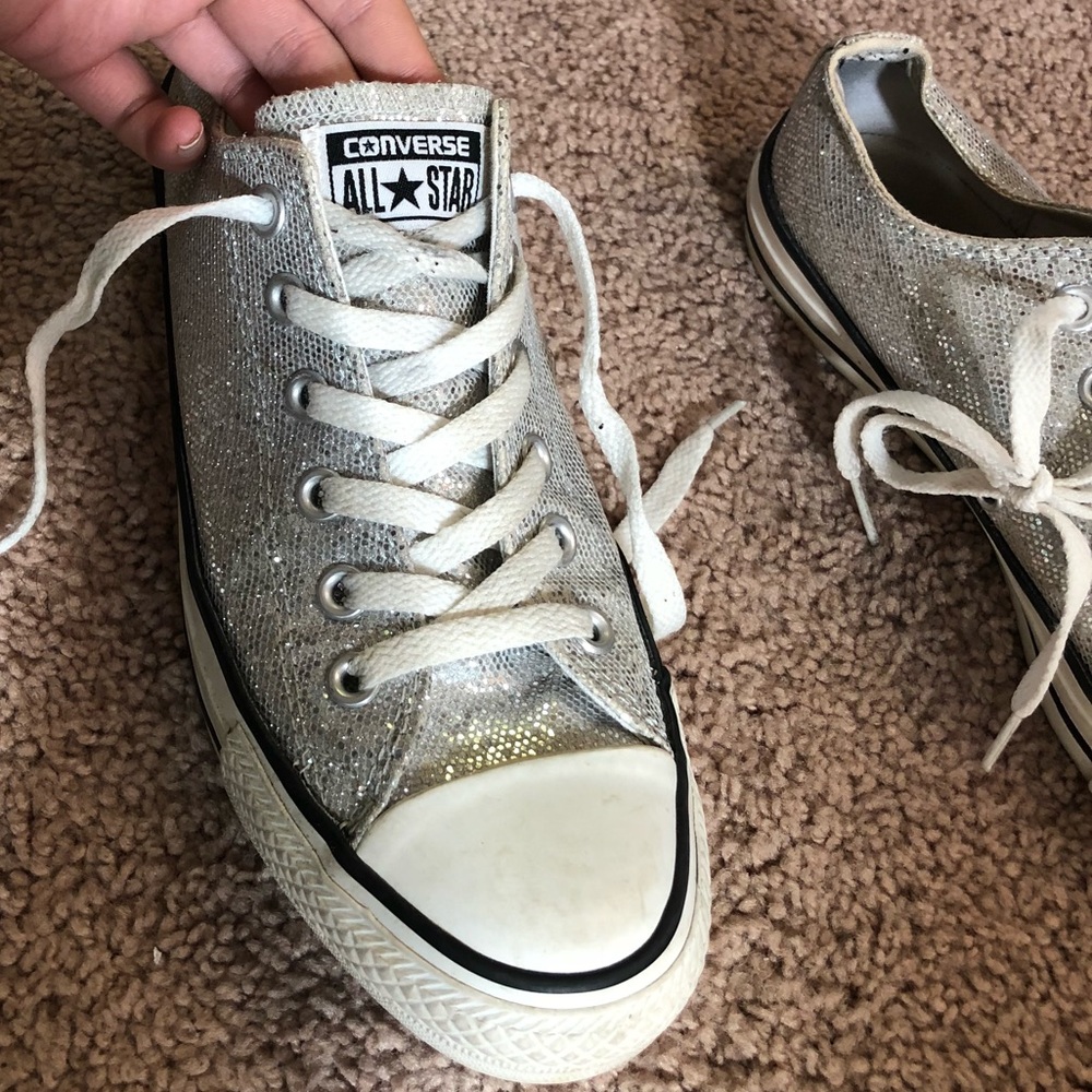 Silver Sequin Converse